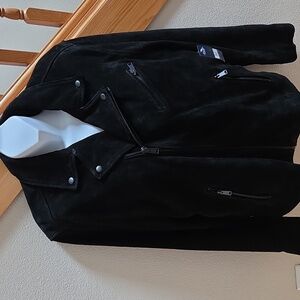 NWT- Lucky Brand Black Suede  Jacket. L